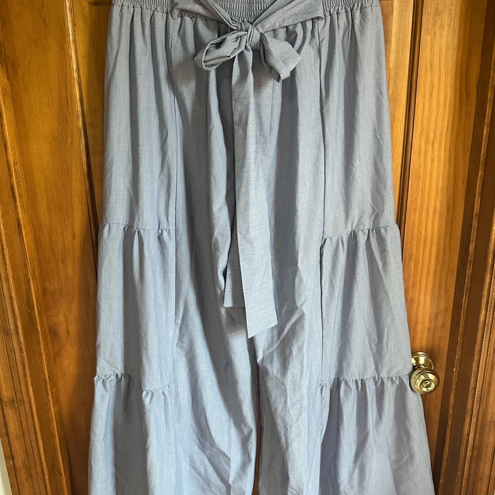 Elegant Blue Tiered Skirt